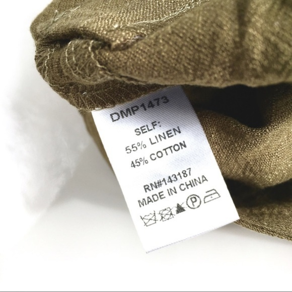 "Davna" Olive Linen Lace-Up High-waisted Shorts, M - Picture 5 of 6